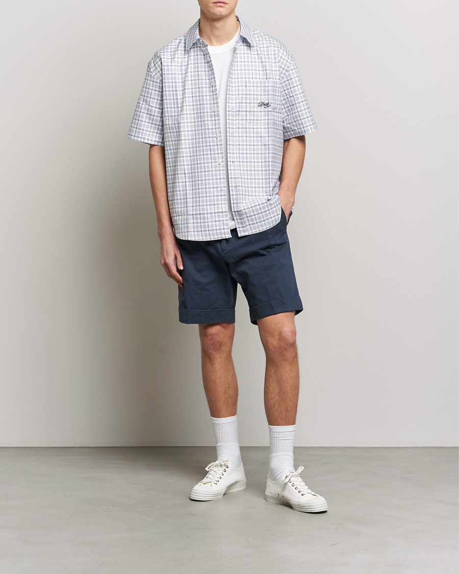 Hombres | Camisas | Drôle de Monsieur | Short Sleeve Signature Shirt Blue Check