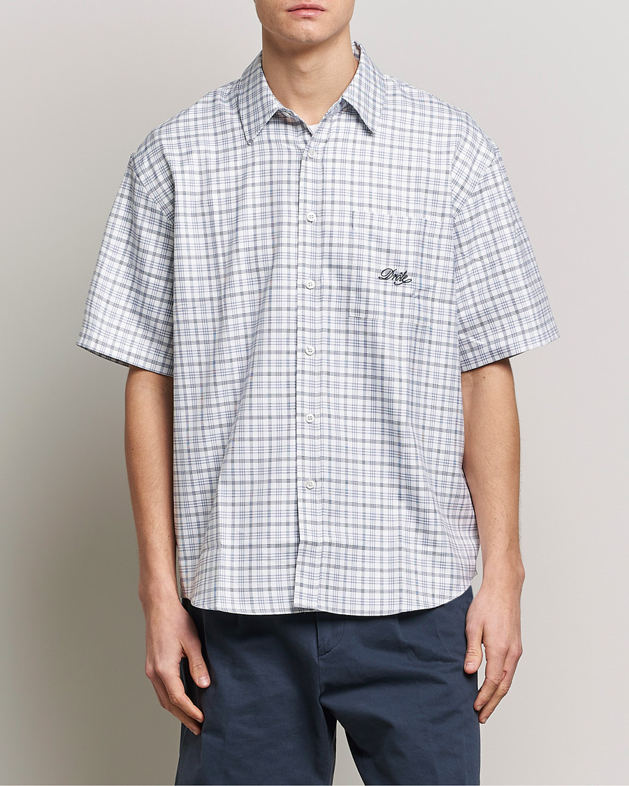Hombres | Camisas | Drôle de Monsieur | Short Sleeve Signature Shirt Blue Check