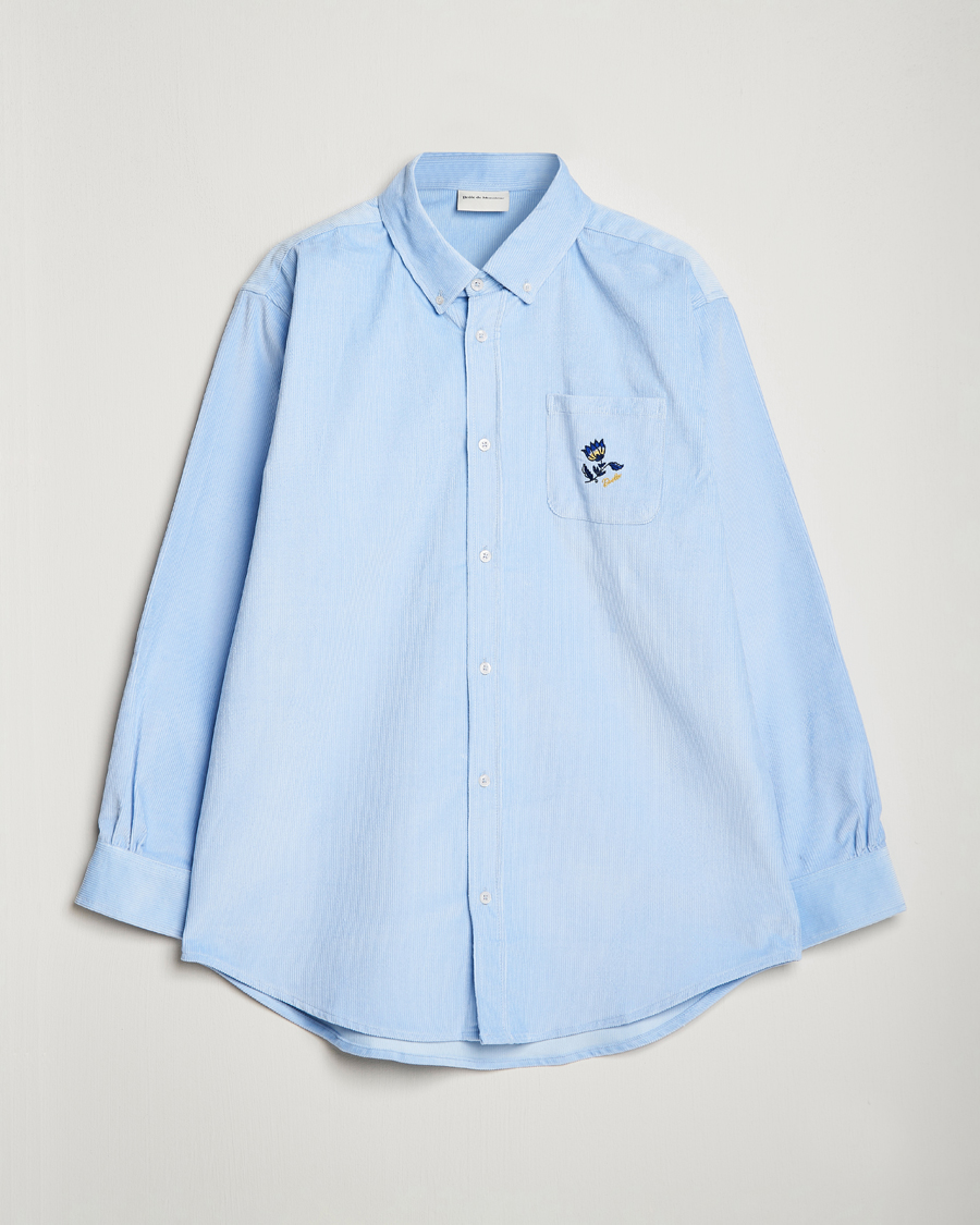 Hombres | Camisas | Drôle de Monsieur | Fleur Corduroy Shirt Light Blue