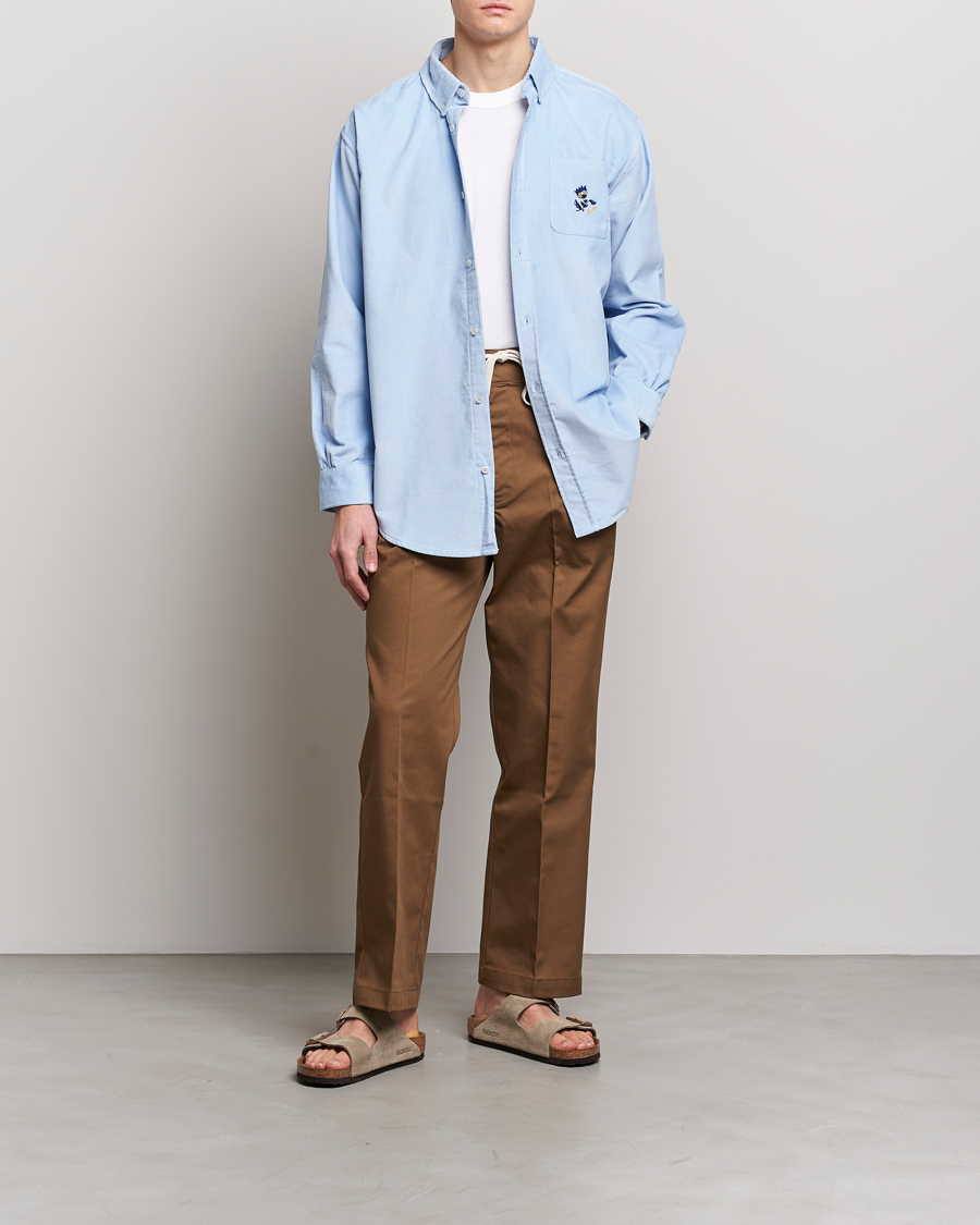 Hombres | Camisas | Drôle de Monsieur | Fleur Corduroy Shirt Light Blue