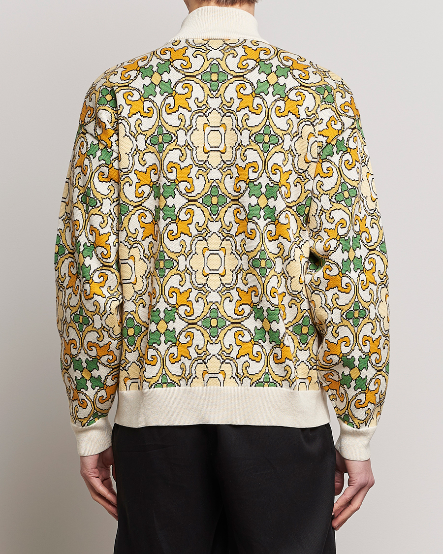 Hombres | Abrigos y chaquetas | Drôle de Monsieur | Jacquard Ornaments Zip Blouson Yellow/Green