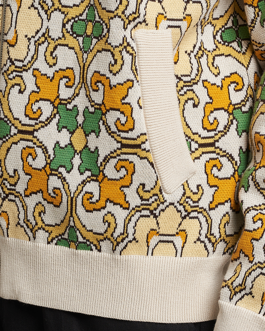 Hombres | Abrigos y chaquetas | Drôle de Monsieur | Jacquard Ornaments Zip Blouson Yellow/Green