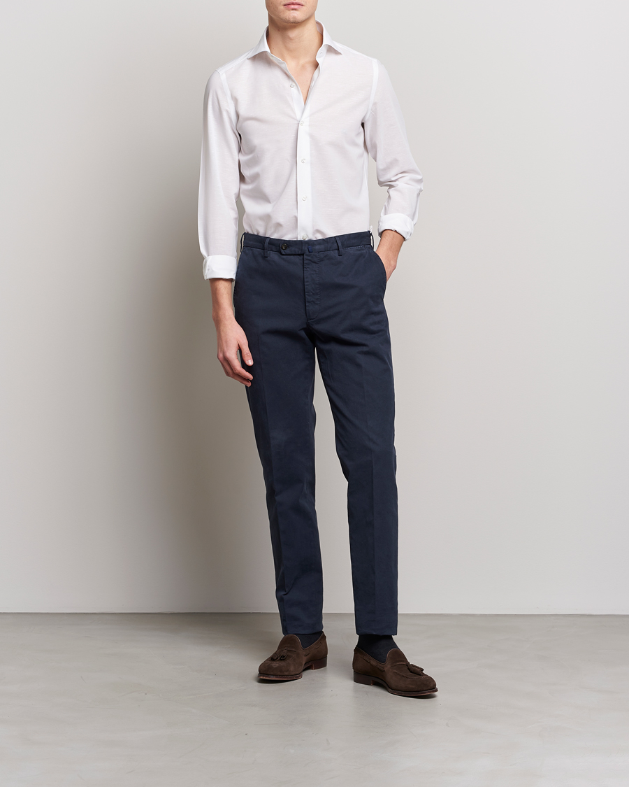 Hombres | Camisas | Finamore Napoli | Milano Slim Linen Dress Shirt White