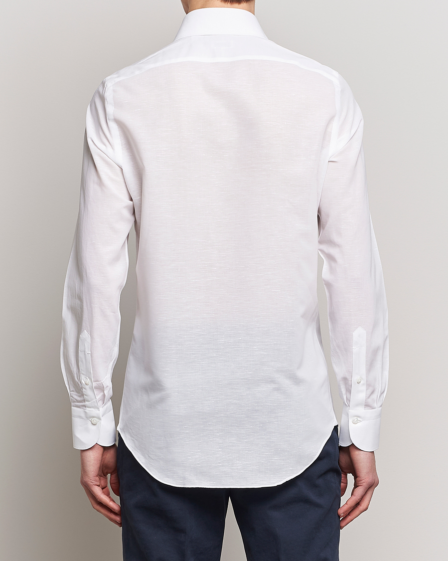 Hombres | Camisas | Finamore Napoli | Milano Slim Linen Dress Shirt White