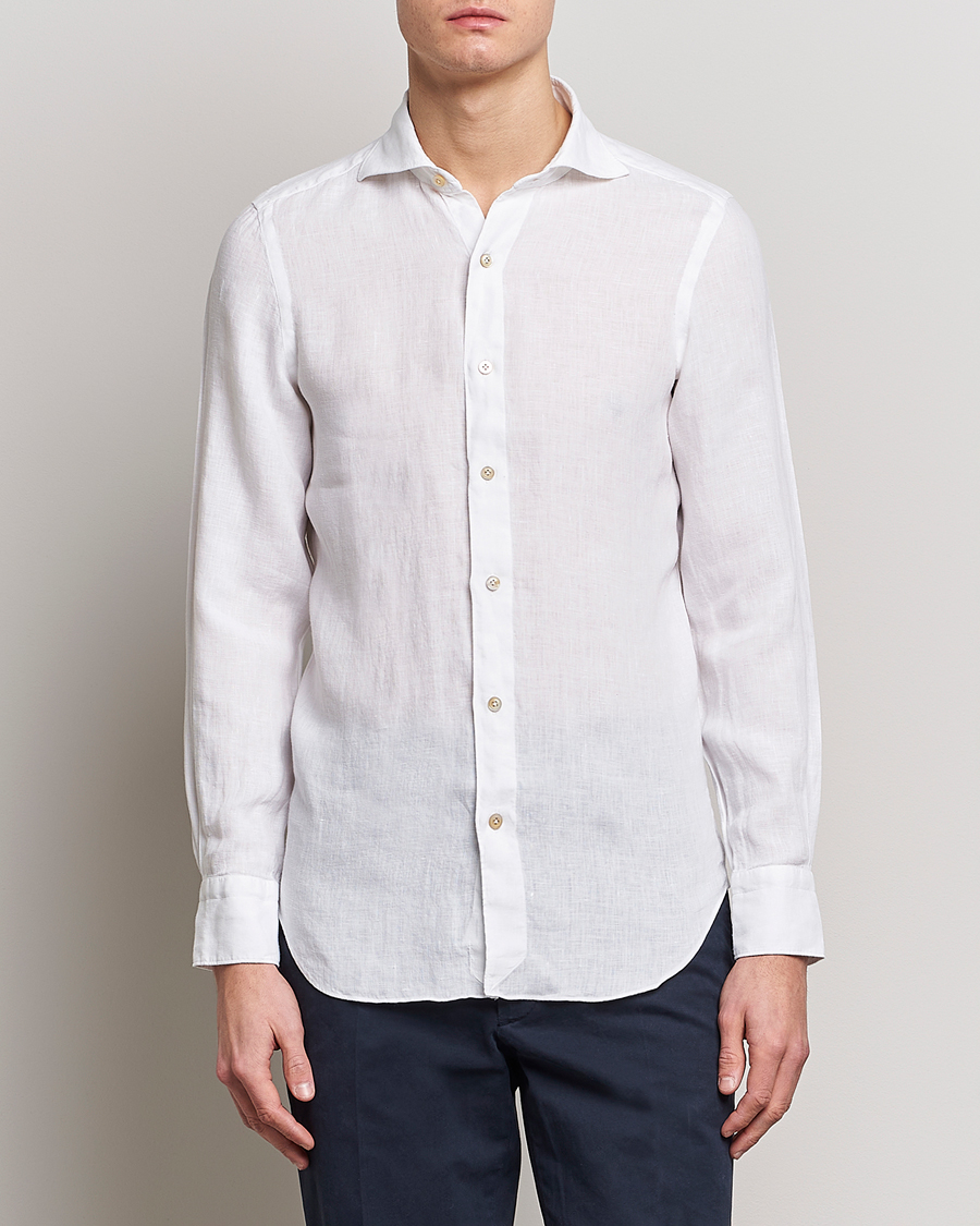 Hombres | Camisas | Finamore Napoli | Tokyo Slim Linen Shirt White