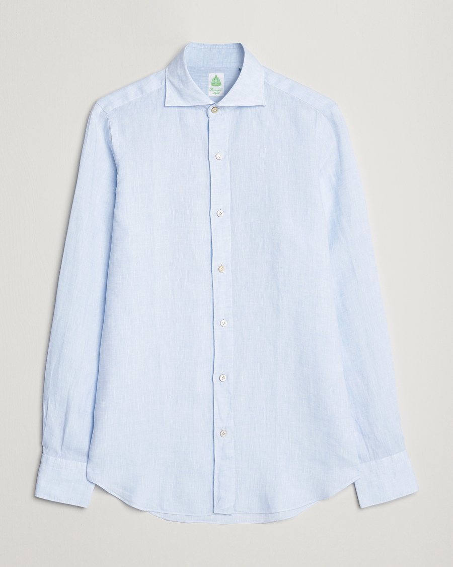 Hombres | Camisas | Finamore Napoli | Tokyo Slim Linen Shirt Light Blue