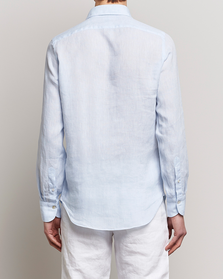 Hombres | Camisas | Finamore Napoli | Tokyo Slim Linen Shirt Light Blue
