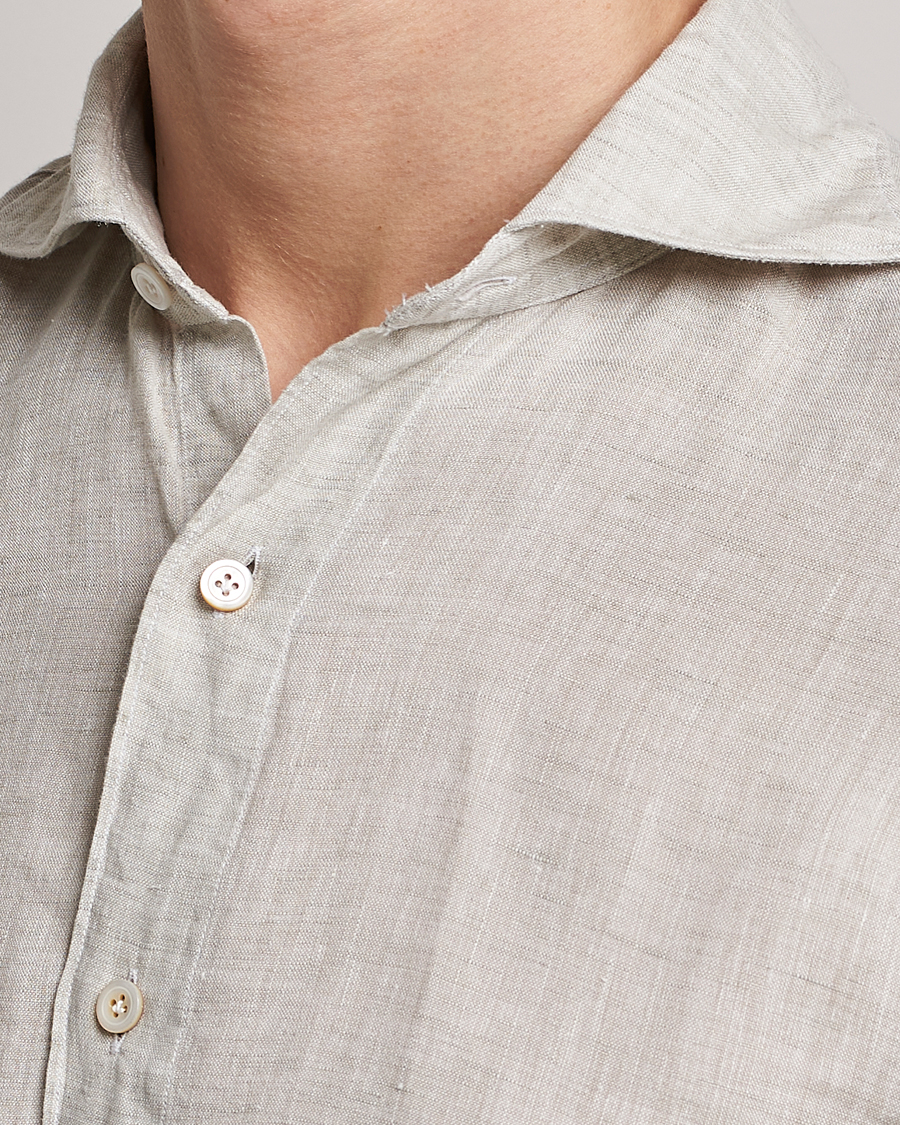 Hombres | Camisas | Finamore Napoli | Tokyo Slim Linen Shirt Oat