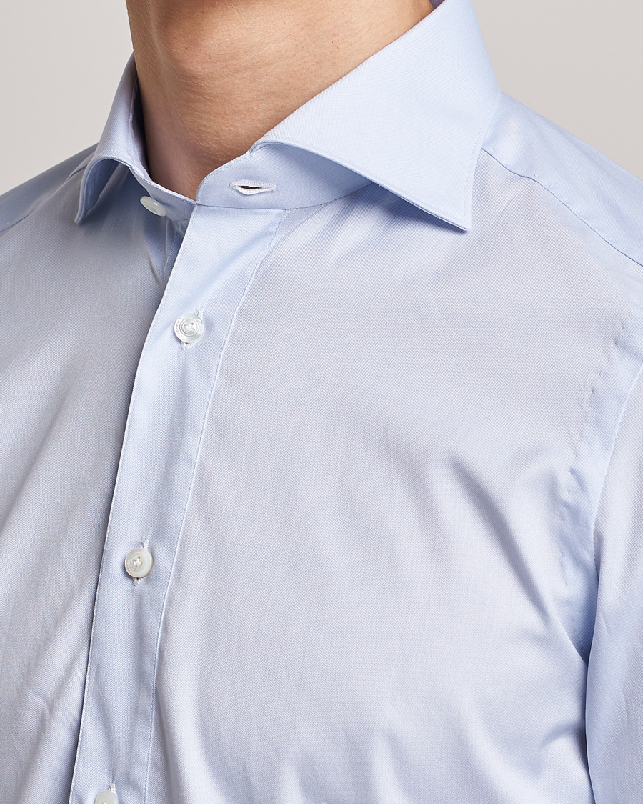 Hombres | Camisas | Finamore Napoli | Tokyo Slim Oxford Popover Shirt Light Blue