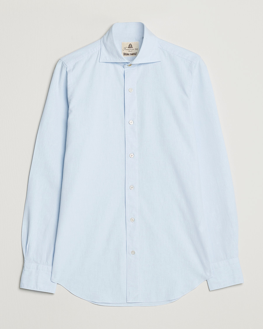 Hombres | Camisas | Finamore Napoli | Tokyo Slim Chambray Shirt Light Blue