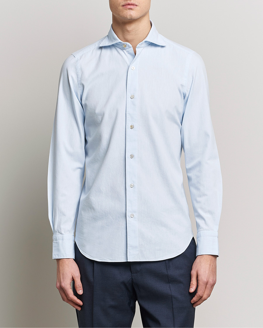 Hombres | Camisas | Finamore Napoli | Tokyo Slim Chambray Shirt Light Blue