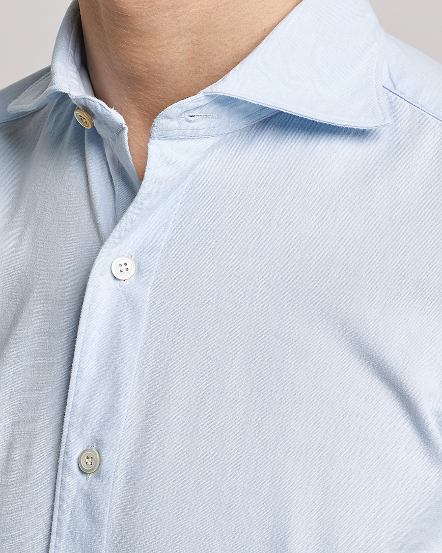 Hombres | Camisas | Finamore Napoli | Tokyo Slim Chambray Shirt Light Blue