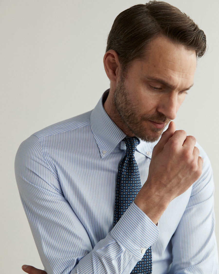 Hombres | Camisas | Finamore Napoli | Tokyo Slim Chambray Shirt Light Blue