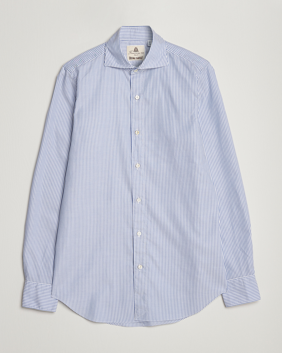 Hombres | Camisas | Finamore Napoli | Tokyo Slim Chambray Shirt Light Blue Stripe
