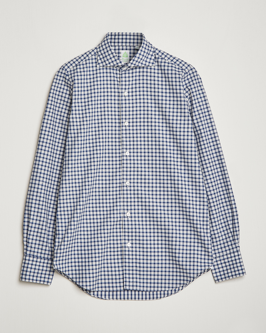 Hombres | Camisas | Finamore Napoli | Tokyo Slim Sport Shirt Blue Check