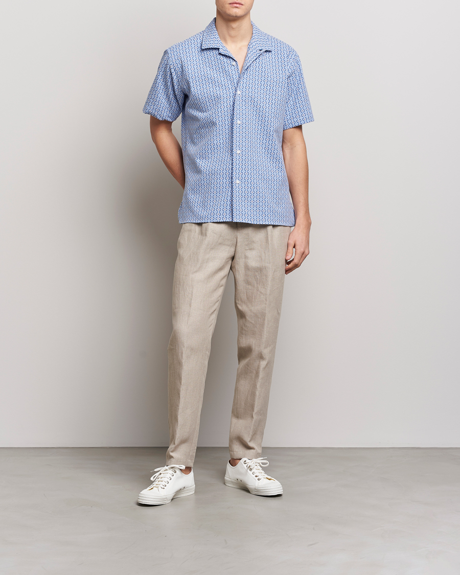 Hombres | Camisas | Gitman Vintage | Summer Ready Jacquard Camp Shirt Light Blue