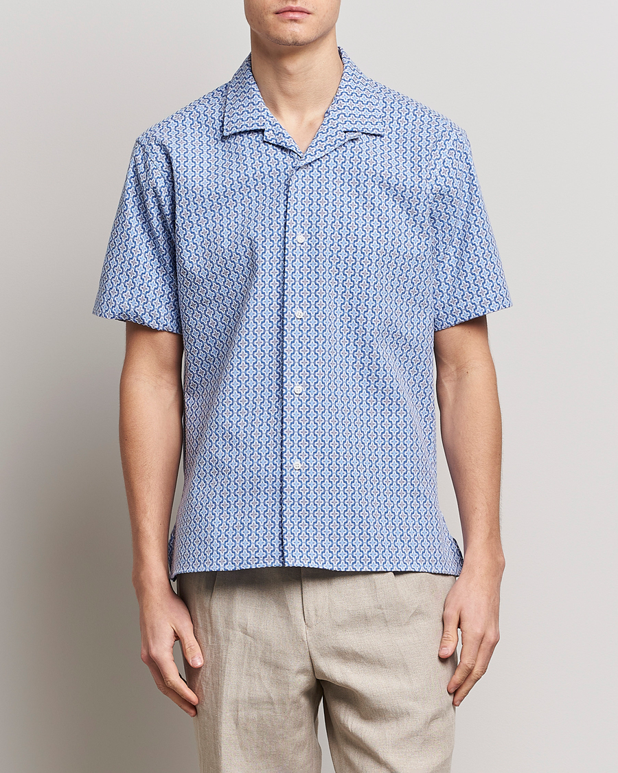 Hombres | Camisas | Gitman Vintage | Summer Ready Jacquard Camp Shirt Light Blue