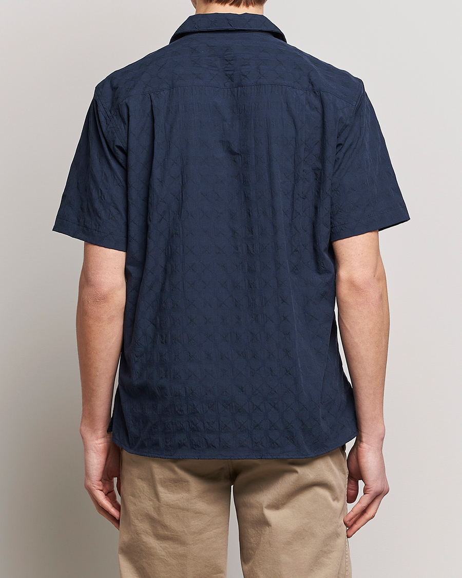 Hombres | Camisas | Gitman Vintage | Japanese Jacquard Camp Shirt Navy