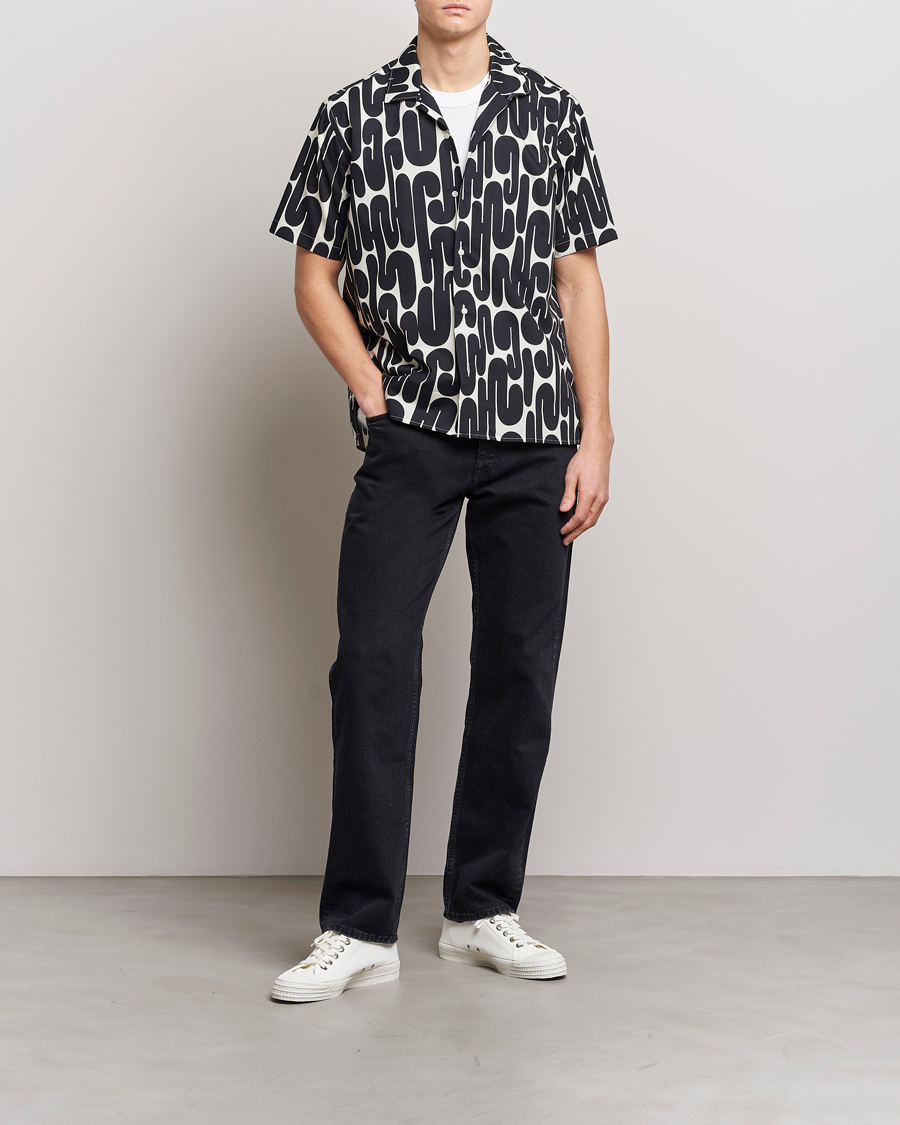Hombres | Camisas | Gitman Vintage | Alexander Girard Camp Shirt Black/White
