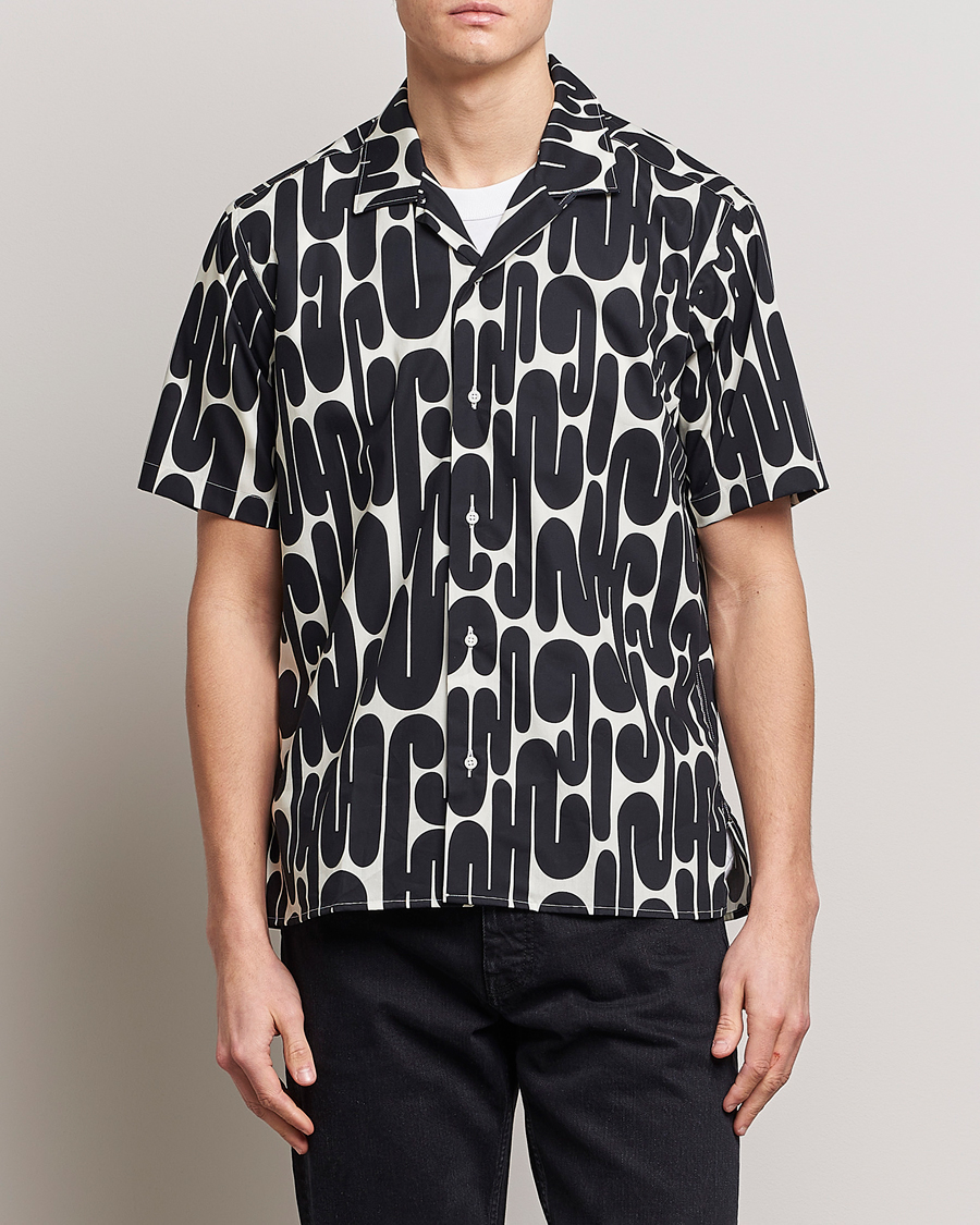Hombres | Camisas | Gitman Vintage | Alexander Girard Camp Shirt Black/White
