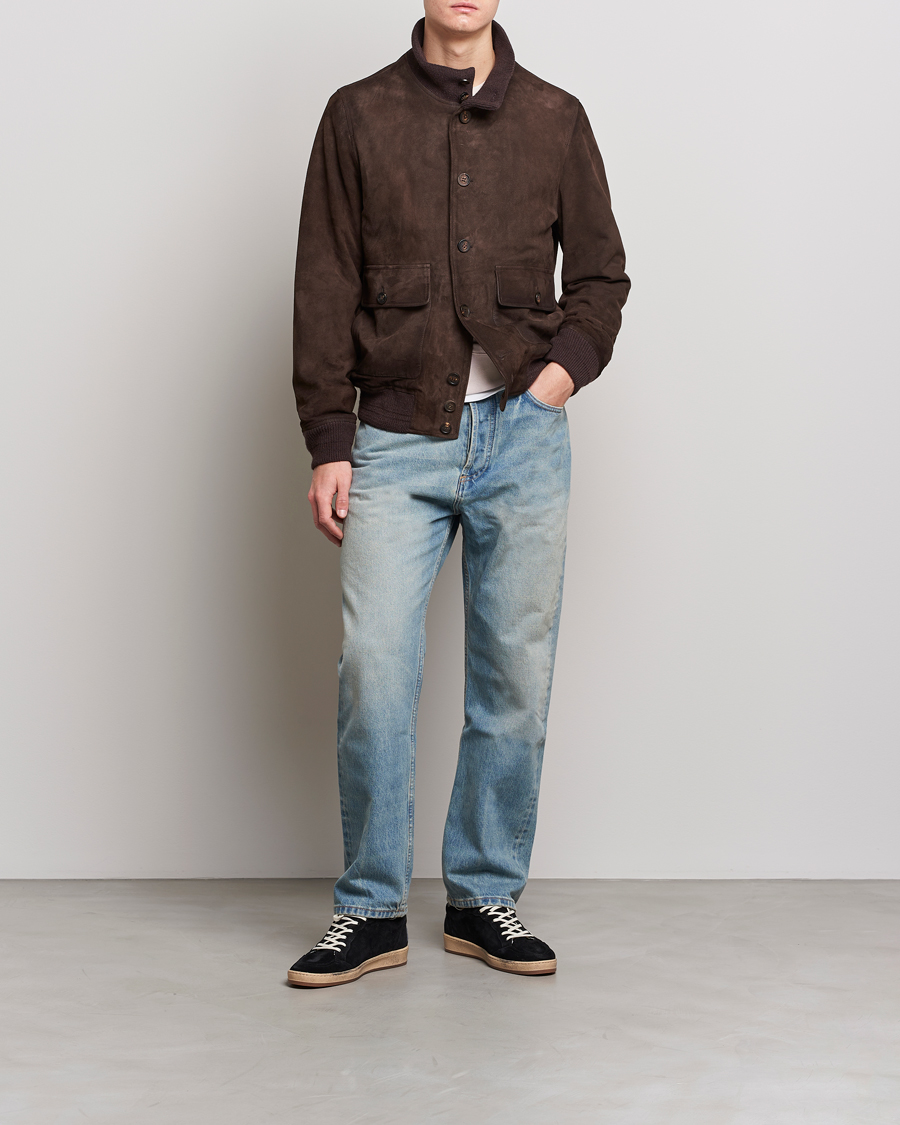 Hombres | Abrigos y chaquetas | Golden Goose | Deluxe Brand Soft Suede Jacket Dark Brown Suede