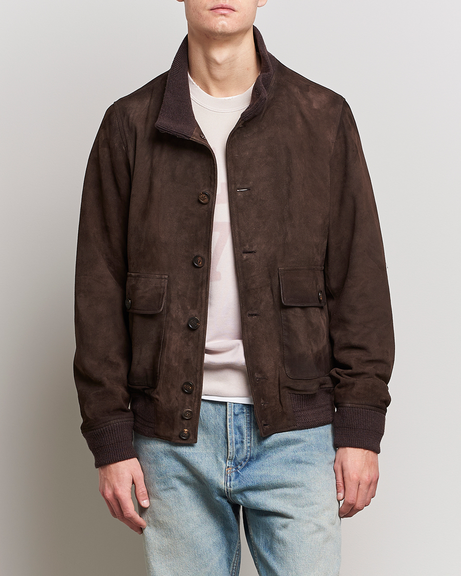 Hombres | Abrigos y chaquetas | Golden Goose | Deluxe Brand Soft Suede Jacket Dark Brown Suede