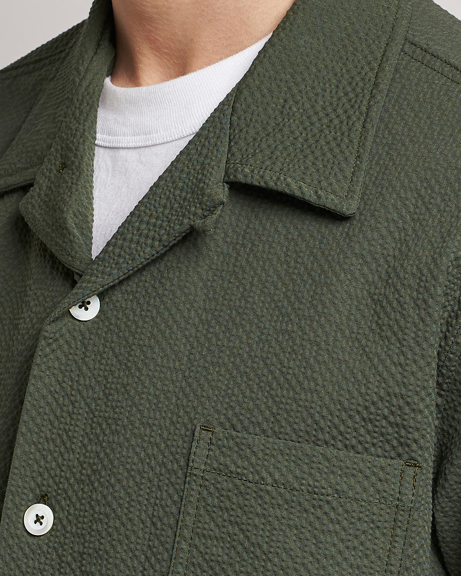 Hombres | Camisas | Howlin' | Short Sleeve Cotton Seersucker Shirt Greenish