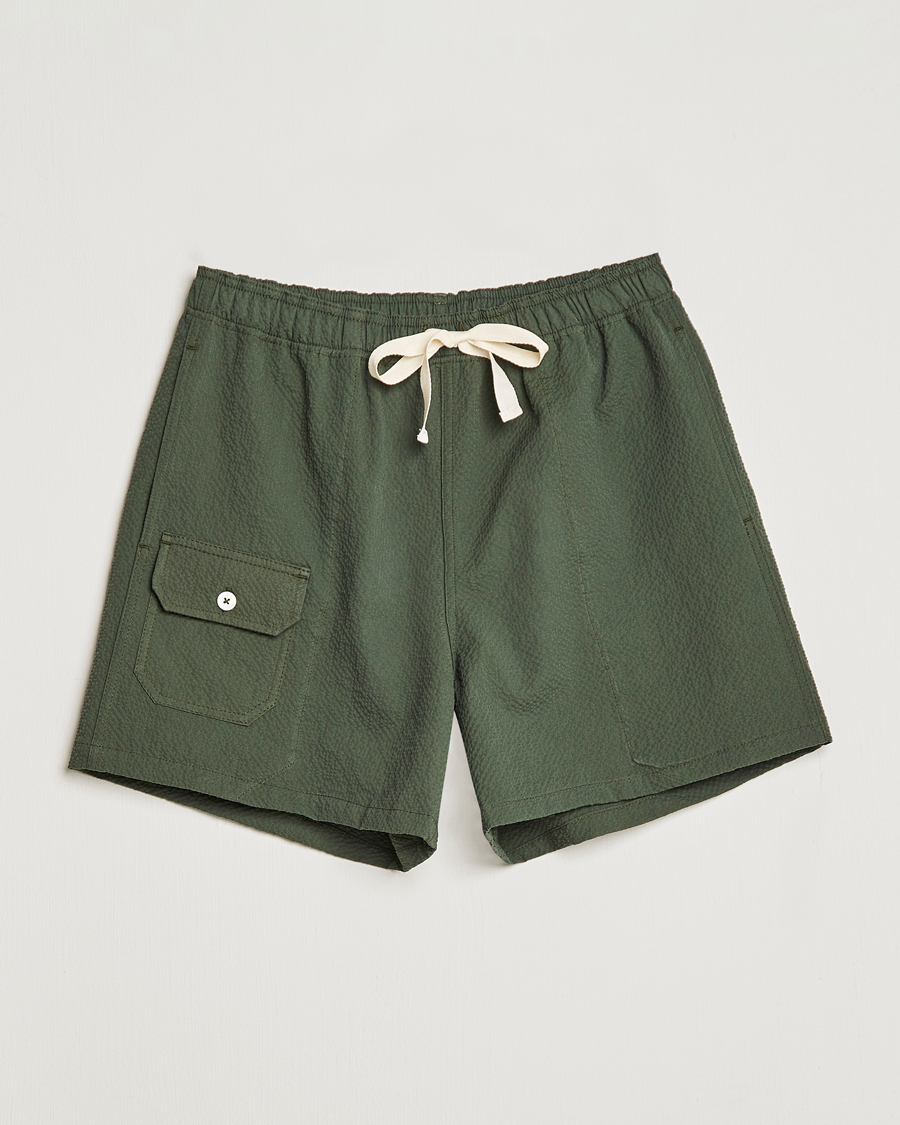 Hombres | Pantalones cortos | Howlin' | Cotton Seersucker Shorts Greenish