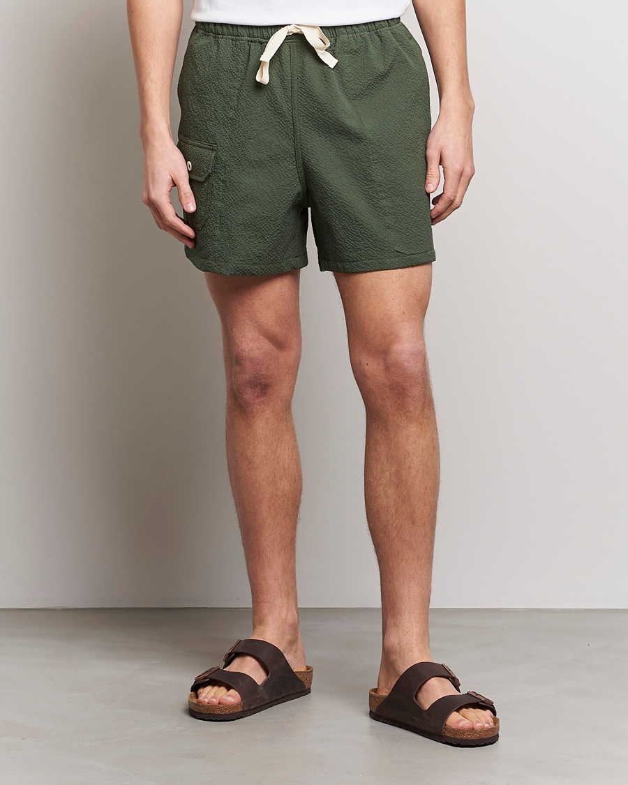 Hombres | Pantalones cortos | Howlin' | Cotton Seersucker Shorts Greenish