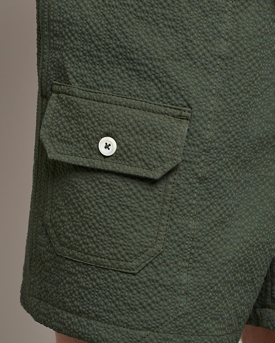 Hombres | Pantalones cortos | Howlin' | Cotton Seersucker Shorts Greenish