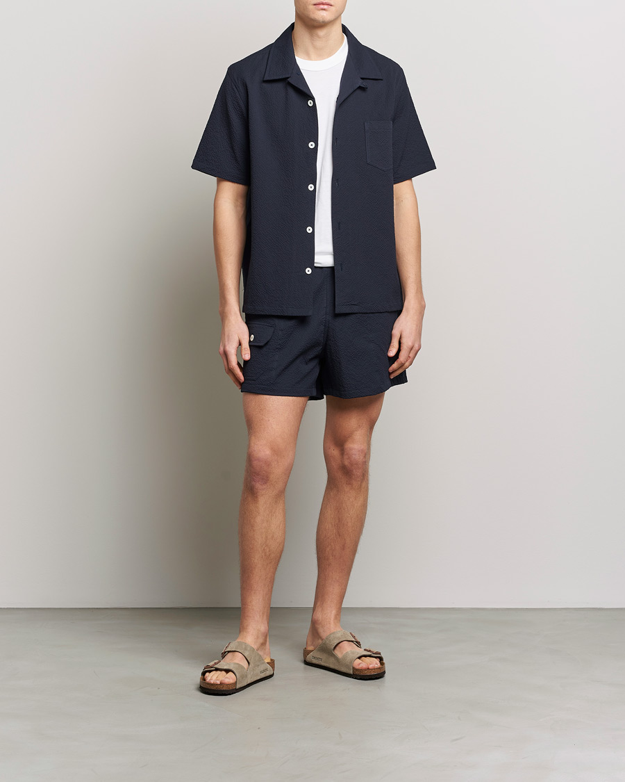 Hombres | Pantalones cortos | Howlin' | Cotton Seersucker Shorts Navy