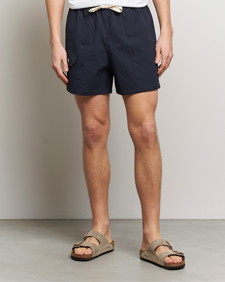 Hombres | Pantalones cortos | Howlin' | Cotton Seersucker Shorts Navy