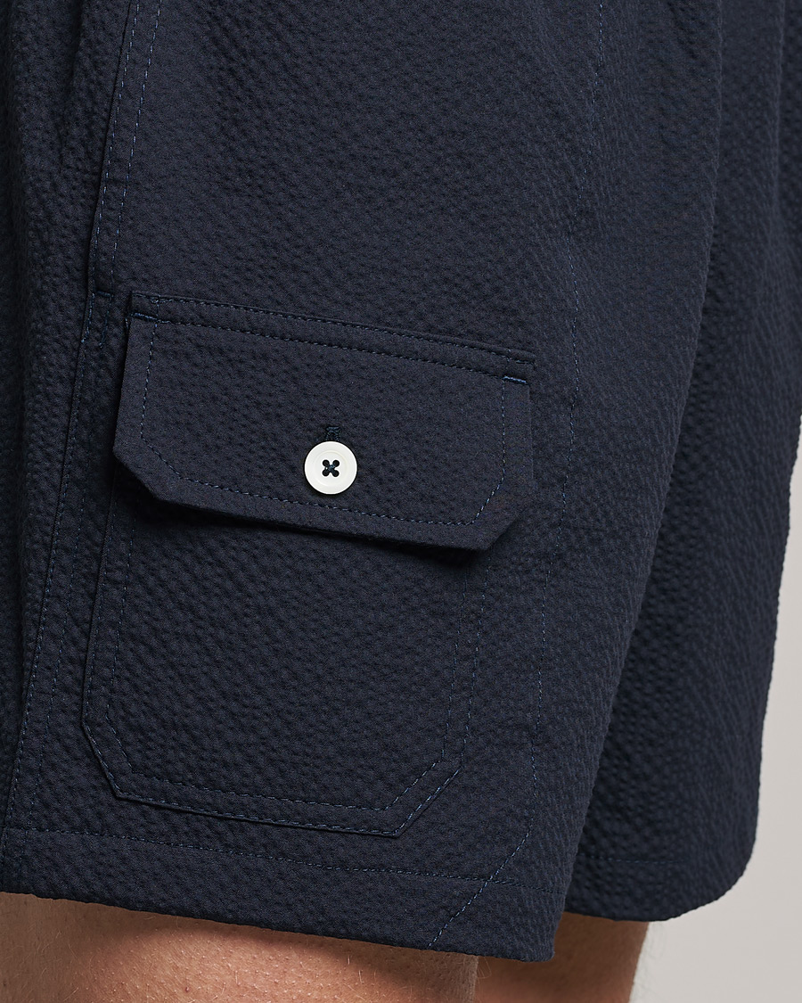 Hombres | Pantalones cortos | Howlin' | Cotton Seersucker Shorts Navy