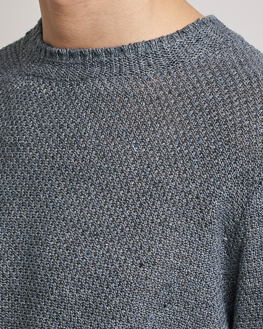 Hombres | Jerséis y prendas de punto | Inis Meáin | Moss Stiched Linen Crew Neck Greyish