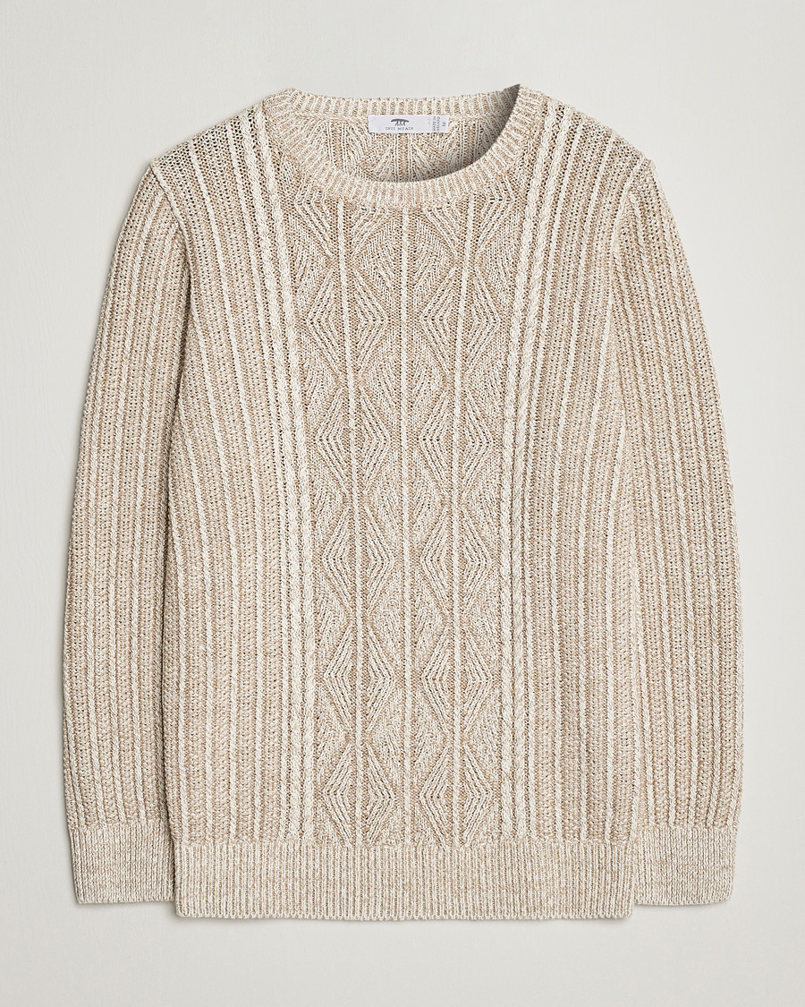 Hombres | Jerséis y prendas de punto | Inis Meáin | Patented Aran Knitted Linen Crew Neck Beige