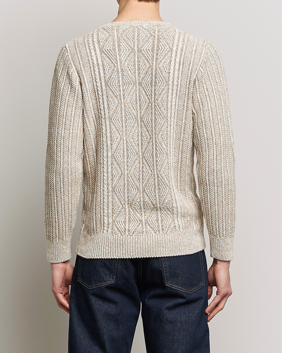 Hombres | Jerséis y prendas de punto | Inis Meáin | Patented Aran Knitted Linen Crew Neck Beige