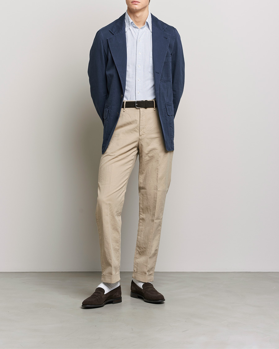 Hombres | Blazers | Drake's | MKI Cotton Herringbone Games Blazer Navy