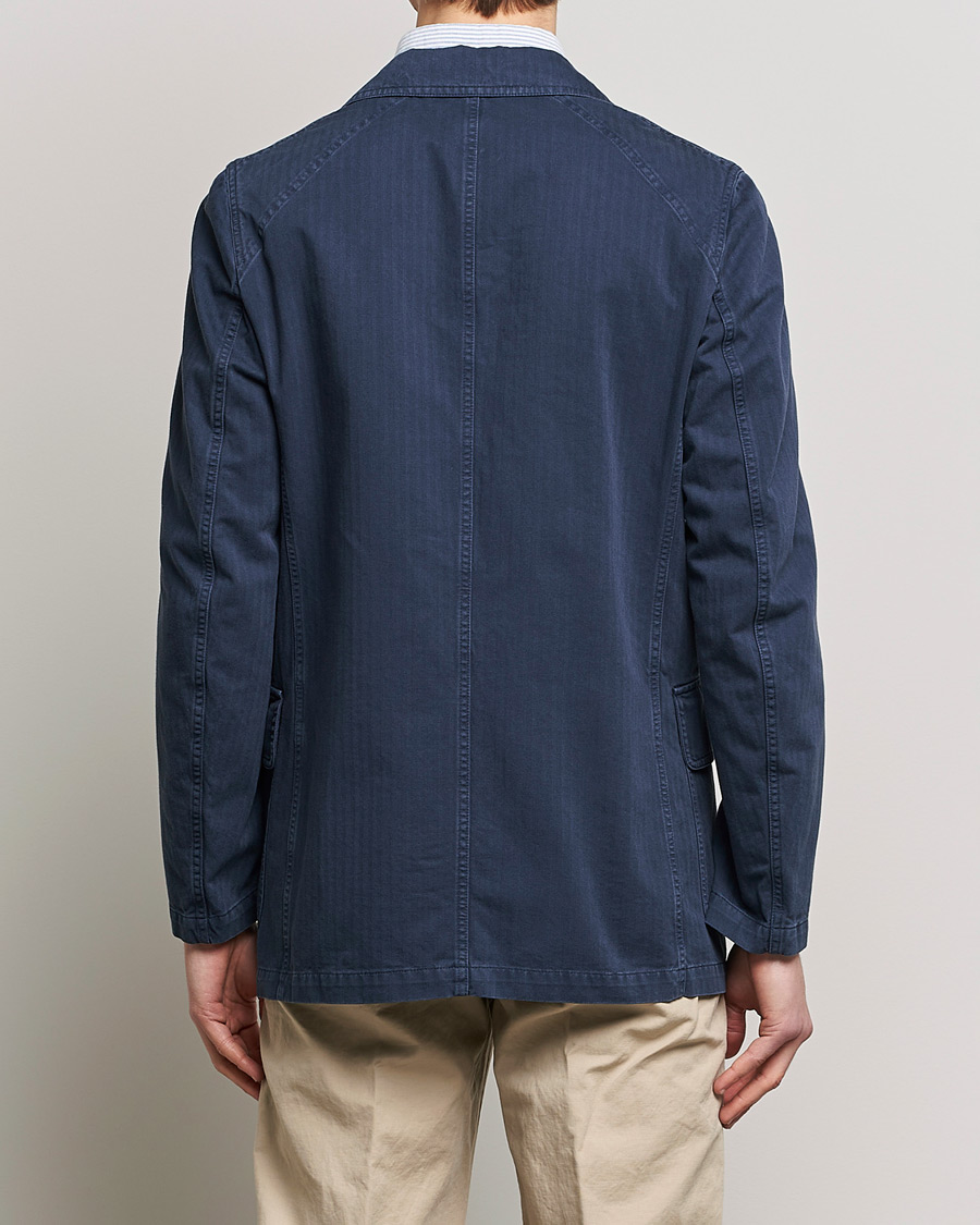 Hombres | Blazers | Drake's | MKI Cotton Herringbone Games Blazer Navy