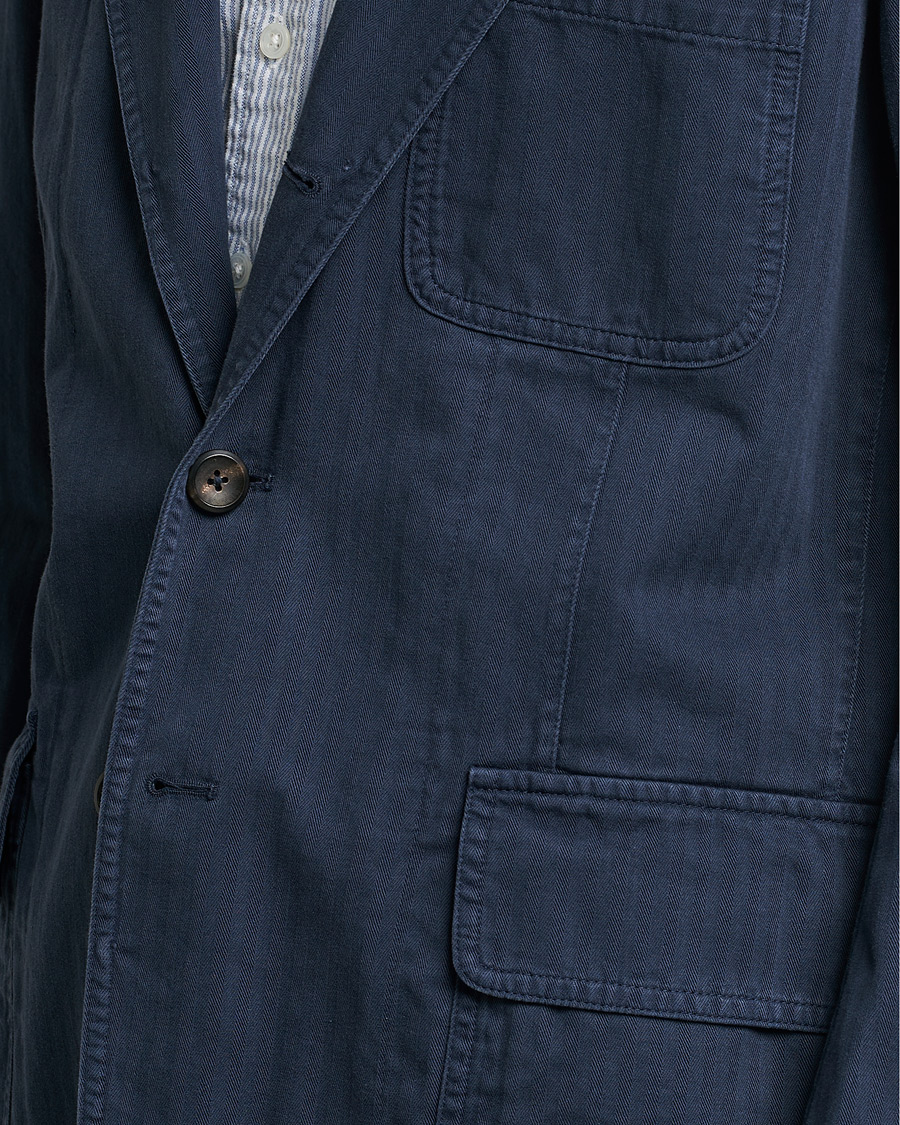 Hombres | Blazers | Drake's | MKI Cotton Herringbone Games Blazer Navy