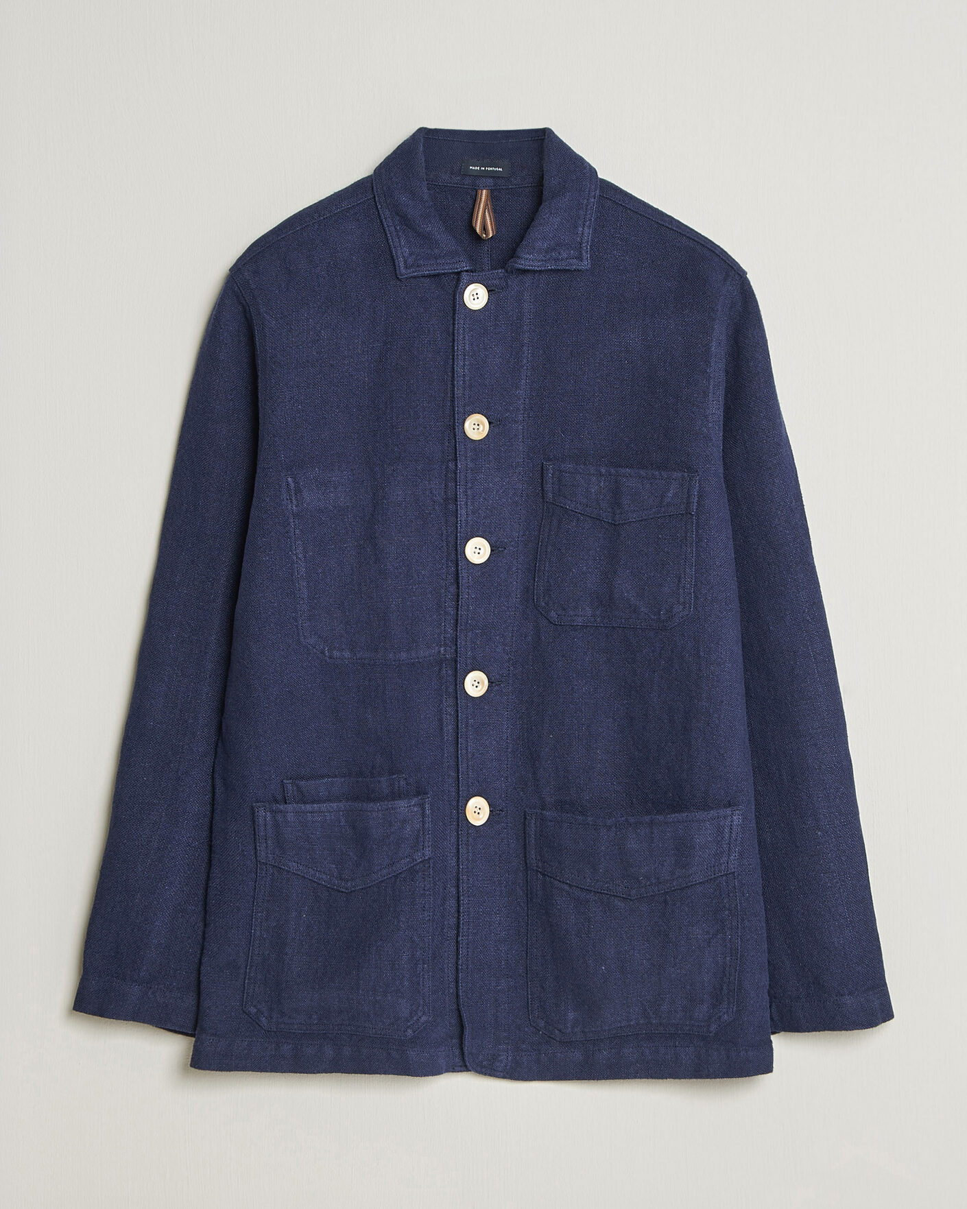 Hombres | Abrigos y chaquetas | Drake's | Heavy Linen 5-Pocket Chore Jacket Navy