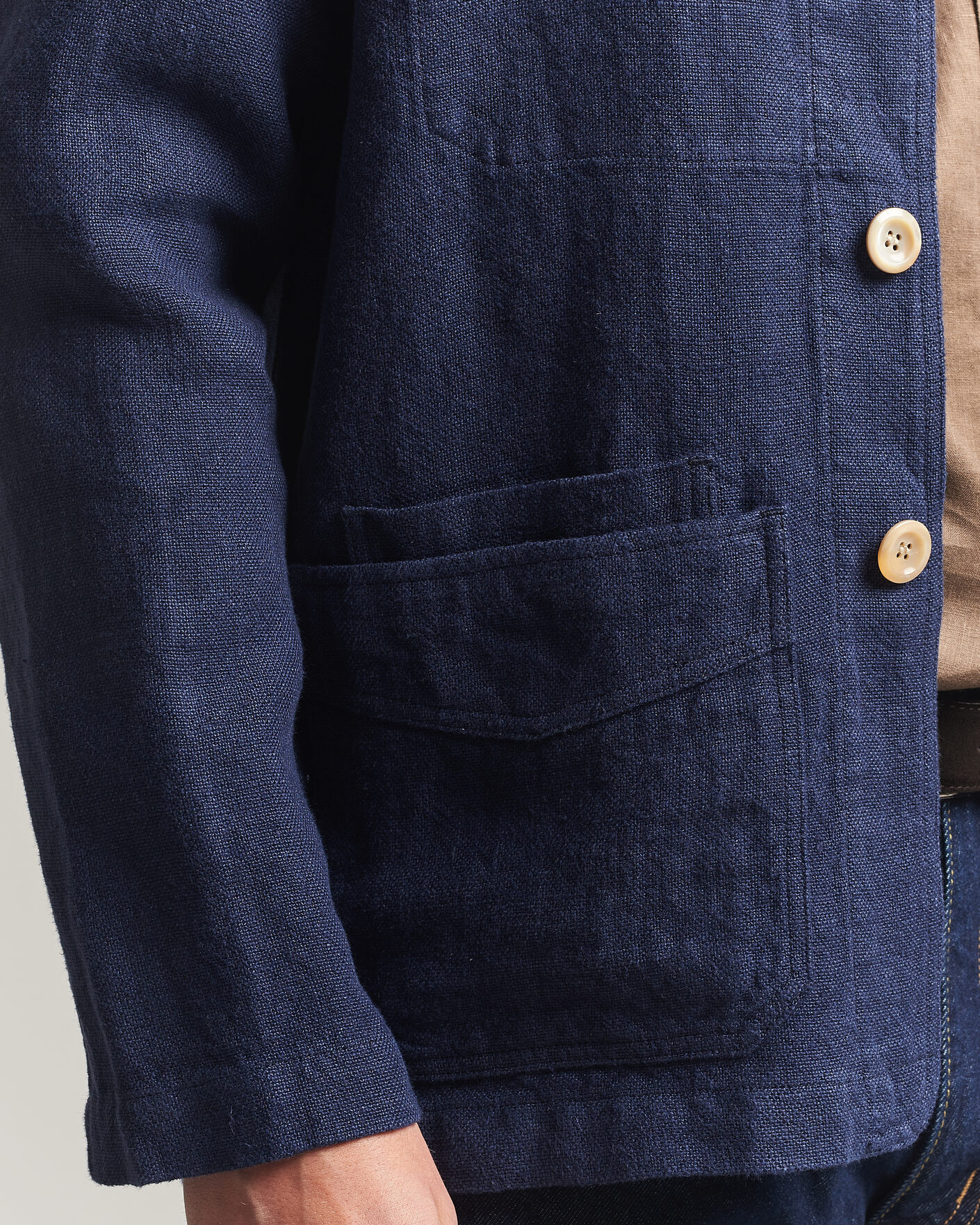 Hombres | Abrigos y chaquetas | Drake's | Heavy Linen 5-Pocket Chore Jacket Navy