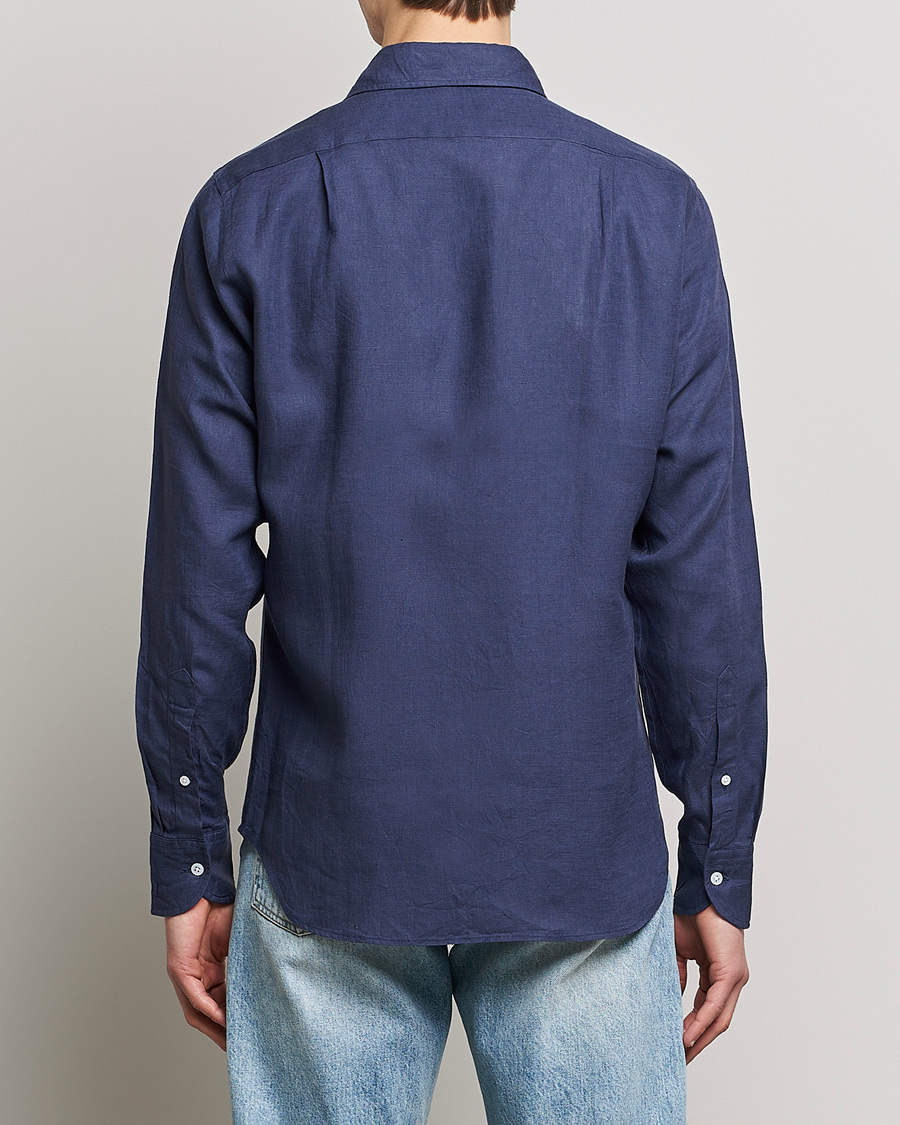 Hombres | Camisas | Drake's | Linen Summer Shirt Navy