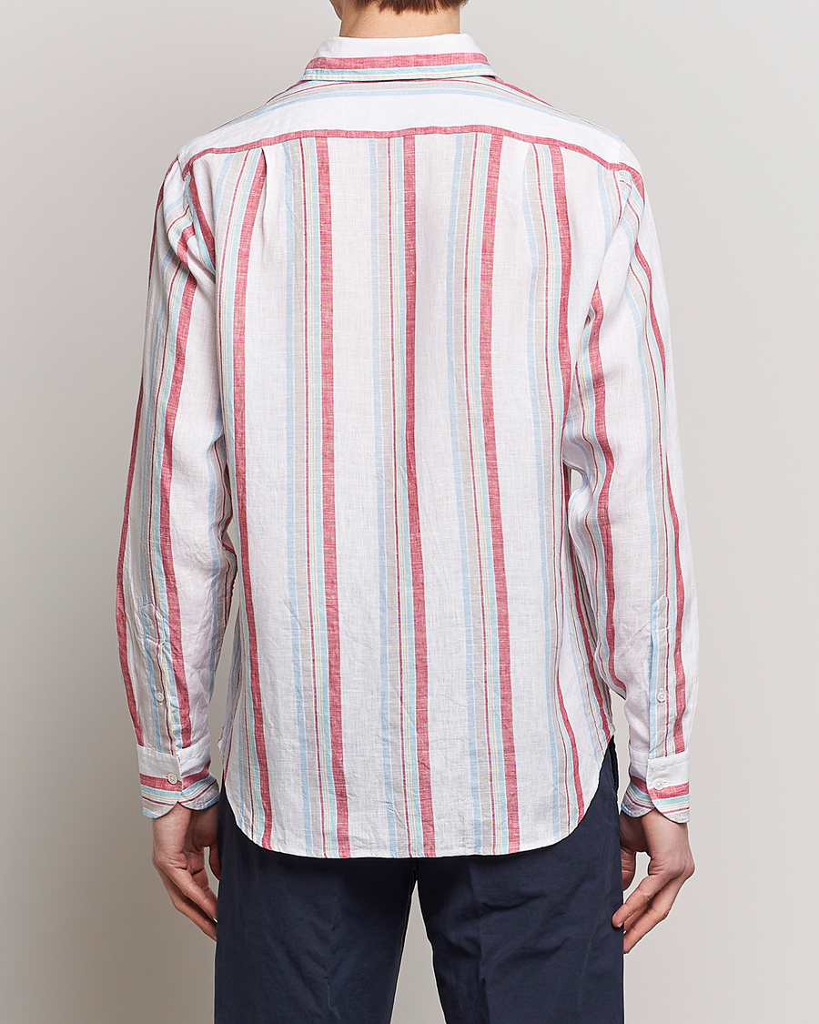 Hombres | Camisas | Drake's | Striped Linen Summer Shirt Multi