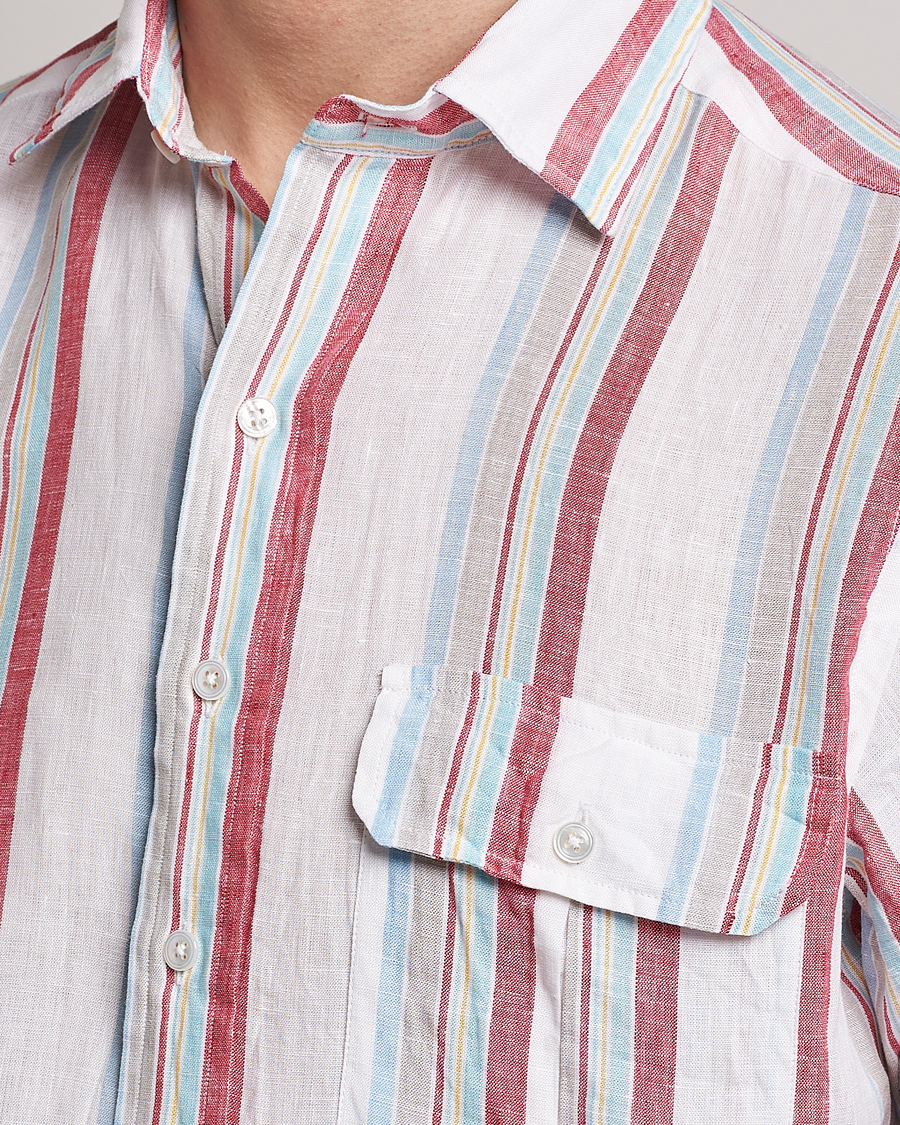 Hombres | Camisas | Drake's | Striped Linen Summer Shirt Multi