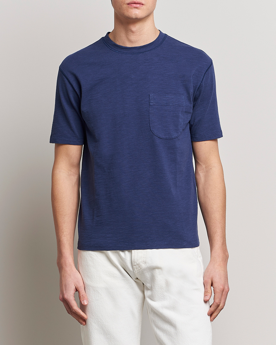 Hombres | Camisetas | Drake's | Cotton Pocket T-Shirt Navy