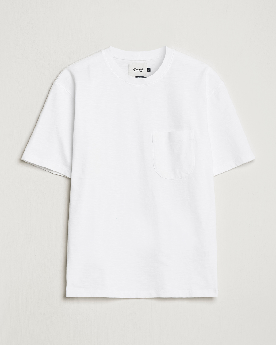 Hombres | Camisetas | Drake's | Cotton Pocket T-Shirt White