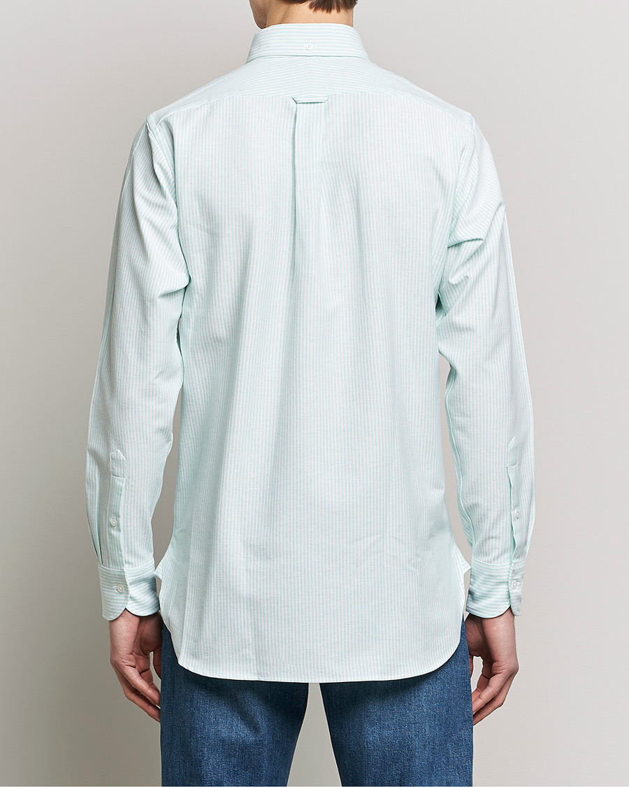 Hombres | Camisas | Drake's | Striped Button Down Oxford Shirt Green