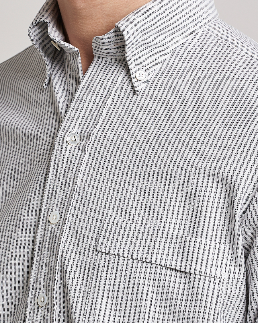 Hombres | Camisas | Drake's | Striped Button Down Oxford Shirt Black