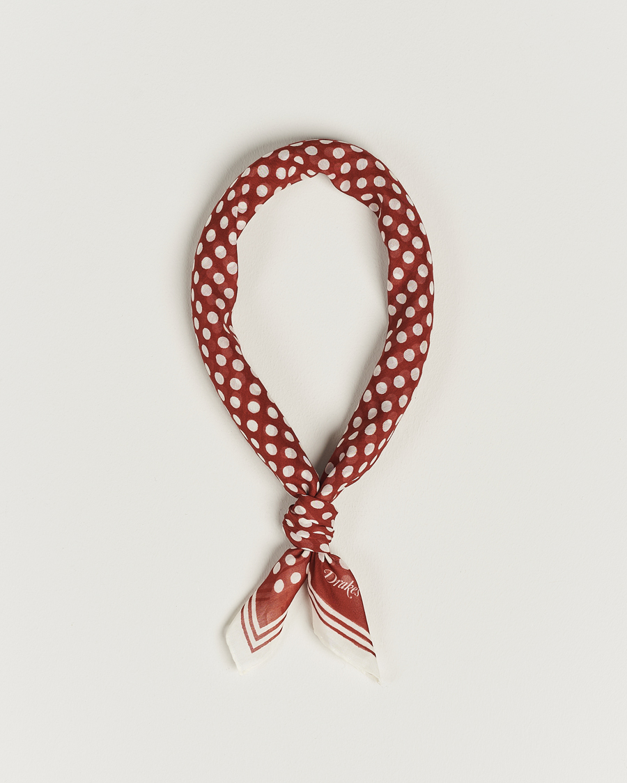 Hombres | Drake's All Over Spot Cotton/Silk Bandana Red | Drake's | All Over Spot Cotton/Silk Bandana Red