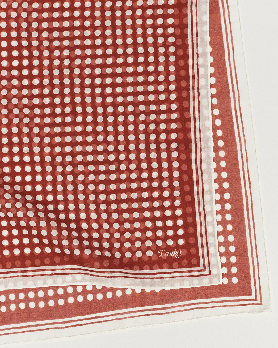 Hombres | Drake's All Over Spot Cotton/Silk Bandana Red | Drake's | All Over Spot Cotton/Silk Bandana Red